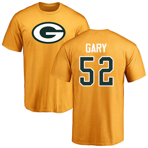 Men Green Bay Packers Gold #52 Gary Rashan Name And Number Logo Nike NFL T Shirt
